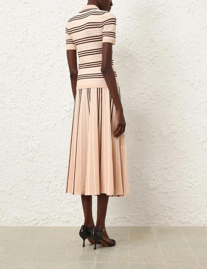 Women Skirts Zimmermann Natura Stripe Midi Skirt Multi