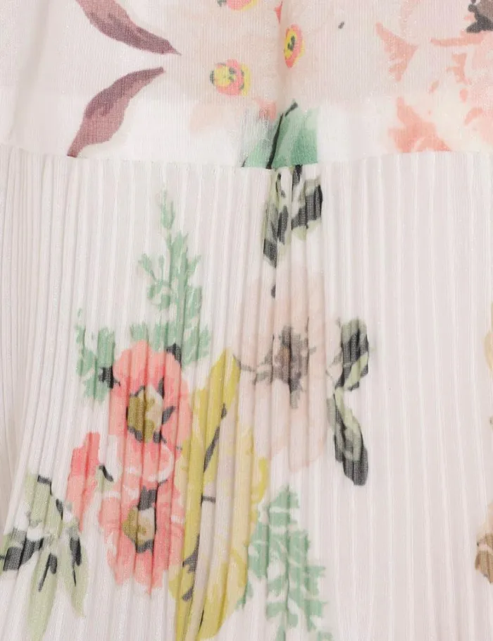 Women Skirts Zimmermann Pleated Midi Skirt Coral Floral