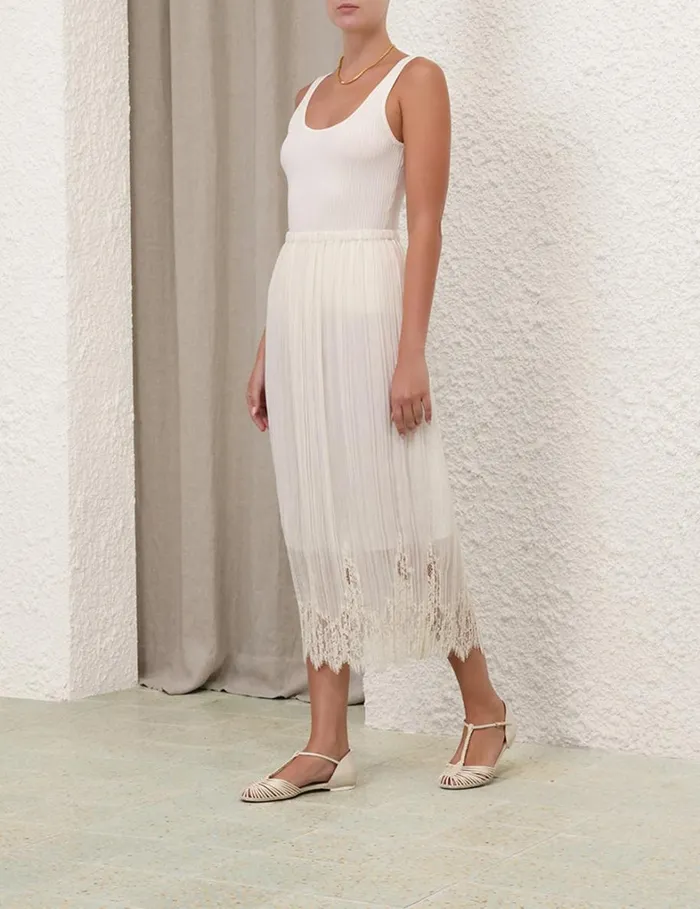 Women Skirts Zimmermann Pleated Skirt Cream