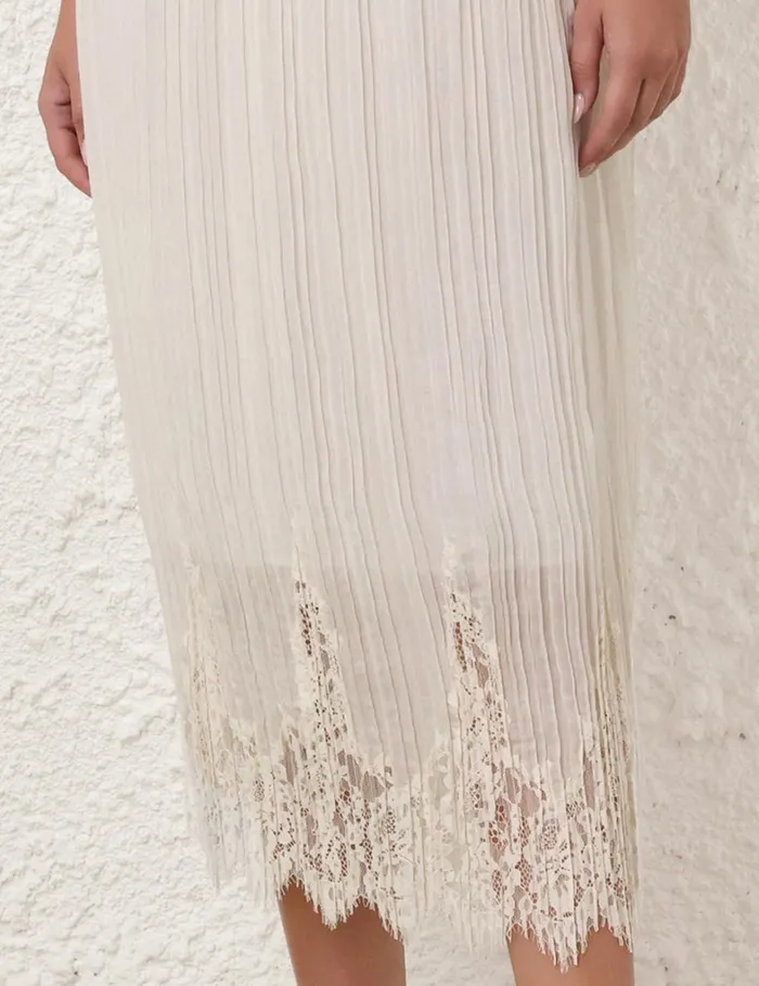 Women Skirts Zimmermann Pleated Skirt Cream