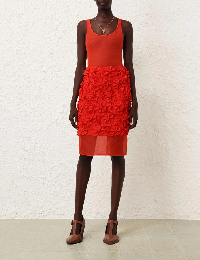 Women Skirts Zimmermann Tranquillity Midi Skirt Tomato