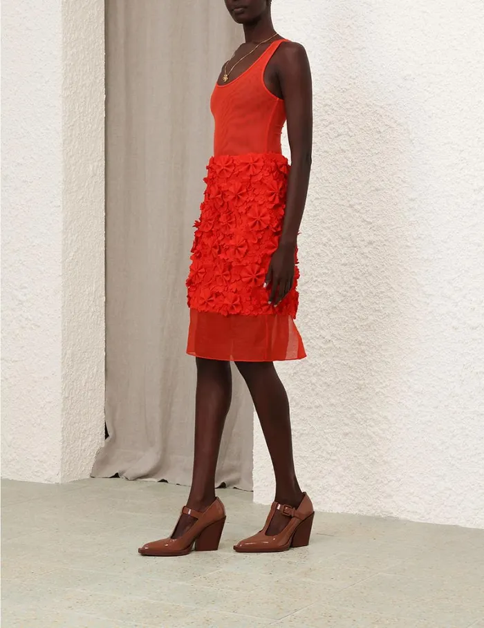 Women Skirts Zimmermann Tranquillity Midi Skirt Tomato