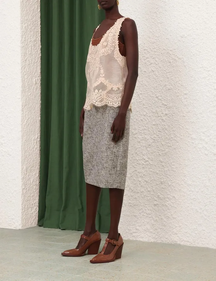 Women Skirts Zimmermann Tranquillity Pencil Skirt Blackcream