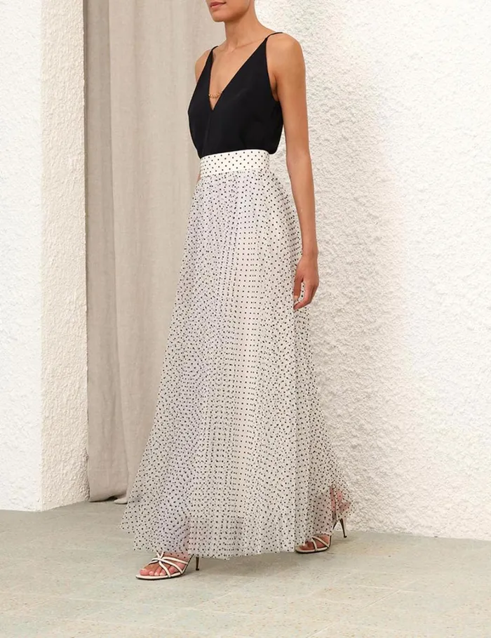 Women Skirts Zimmermann Tulle Skirt Creamblack Dot