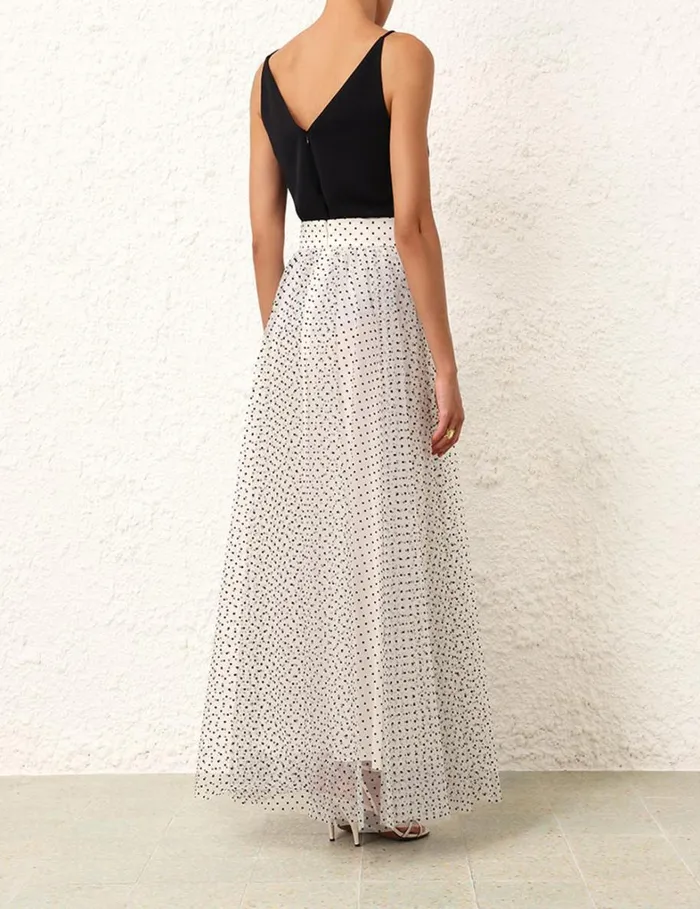 Women Skirts Zimmermann Tulle Skirt Creamblack Dot