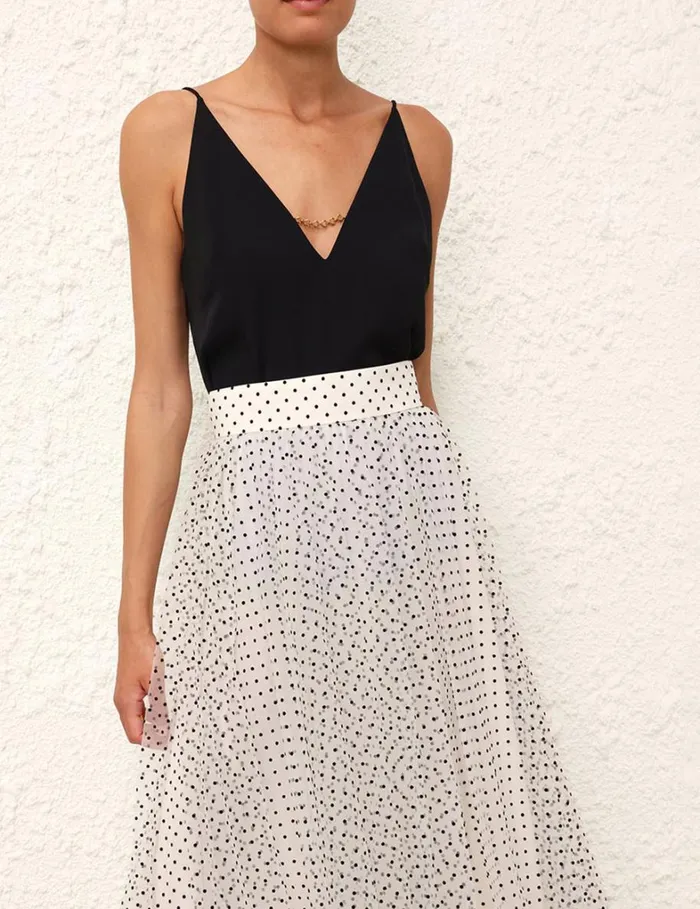 Women Skirts Zimmermann Tulle Skirt Creamblack Dot
