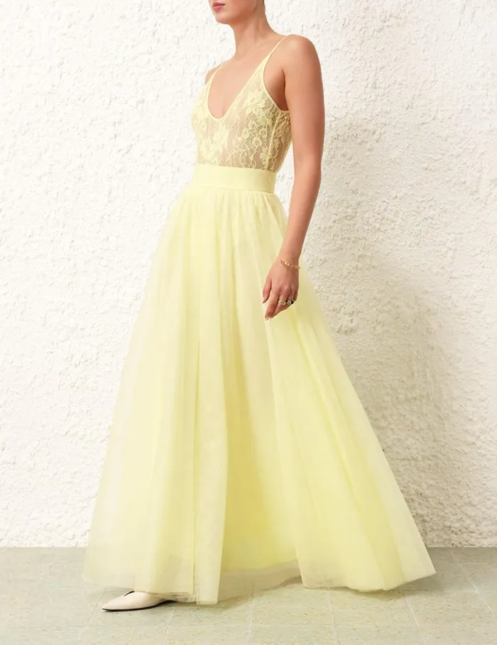 Women Skirts Zimmermann Tulle Skirt Lemon