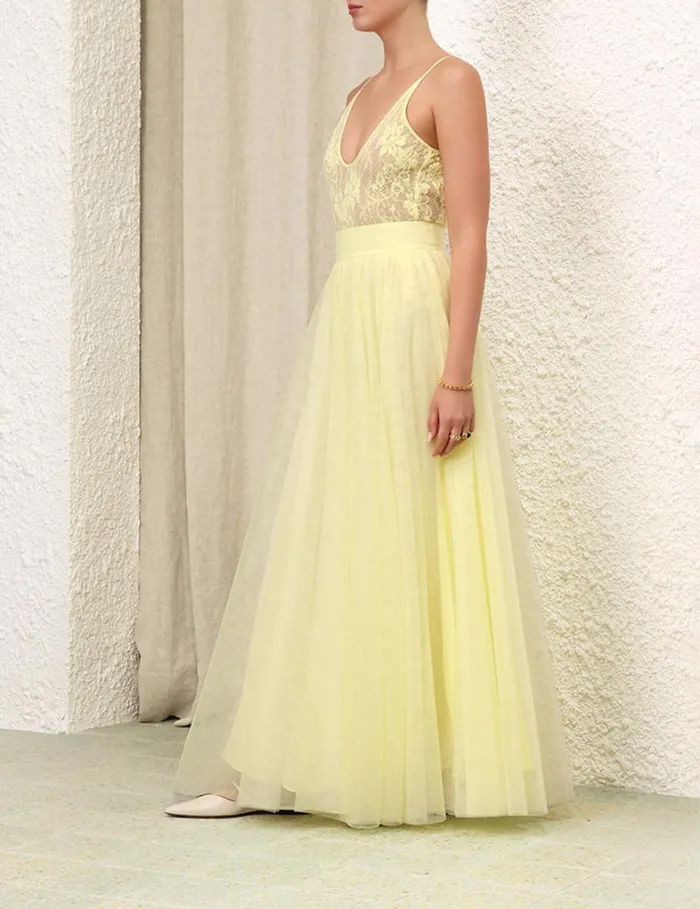 Women Skirts Zimmermann Tulle Skirt Lemon