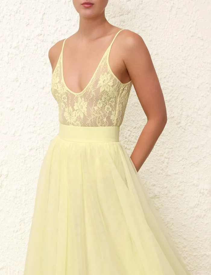 Women Skirts Zimmermann Tulle Skirt Lemon