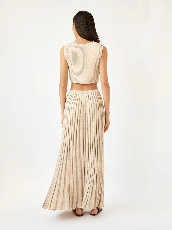 Women Sleeveless Knit Tie Crop Tan Marle The UNDONE Tops