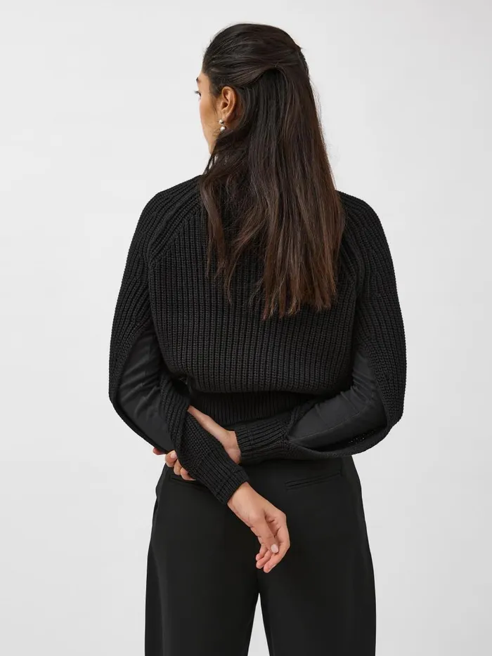 Women Split Sleeve Jumper Black The UNDONE Knitwear