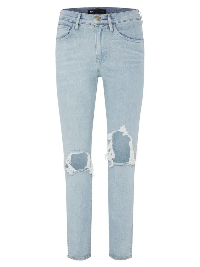 Women Straight Authentic Cropped Jeans 8211 Mei Blue The UNDONE Denim