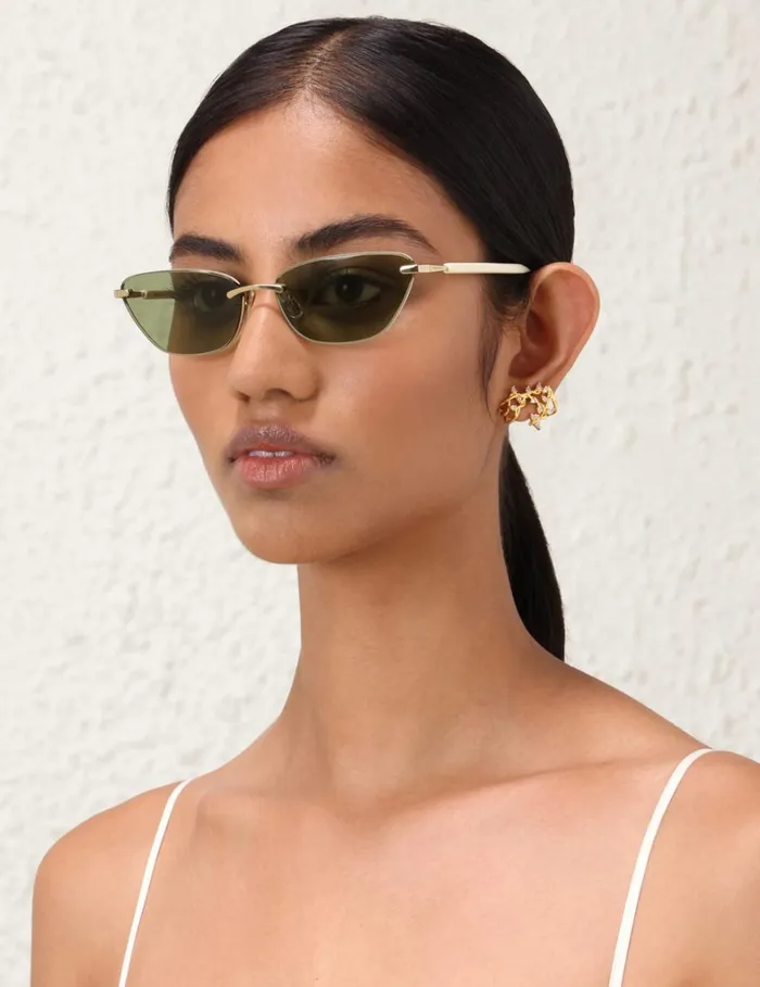 Women Sunglasses Zimmermann Zimmermann Celeste Cat Eye Bottle Green