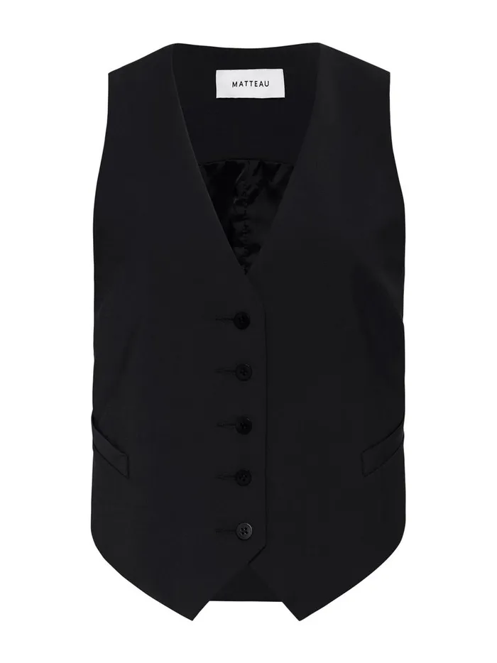 Women Tailored Waistcoat Black The UNDONE Tops