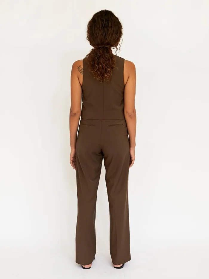 Women Tailored Waistcoat Coffee The UNDONE Tops