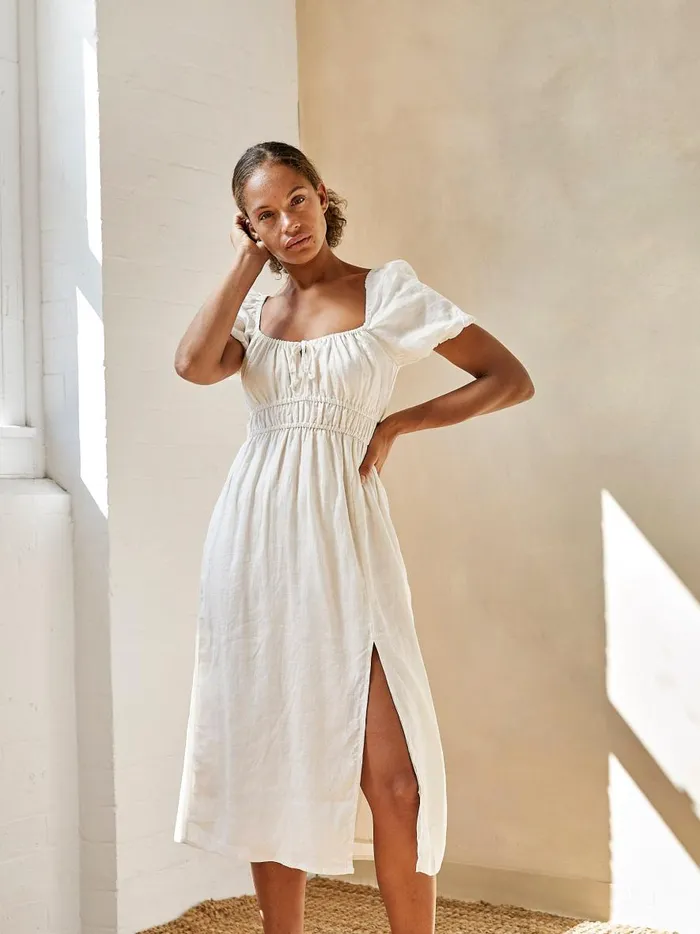 Women Terina Midi Dress Egg Shell The UNDONE Dresses