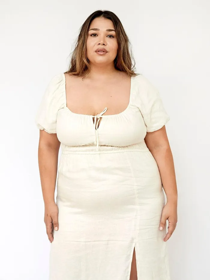 Women Terina Midi Dress Egg Shell The UNDONE Dresses