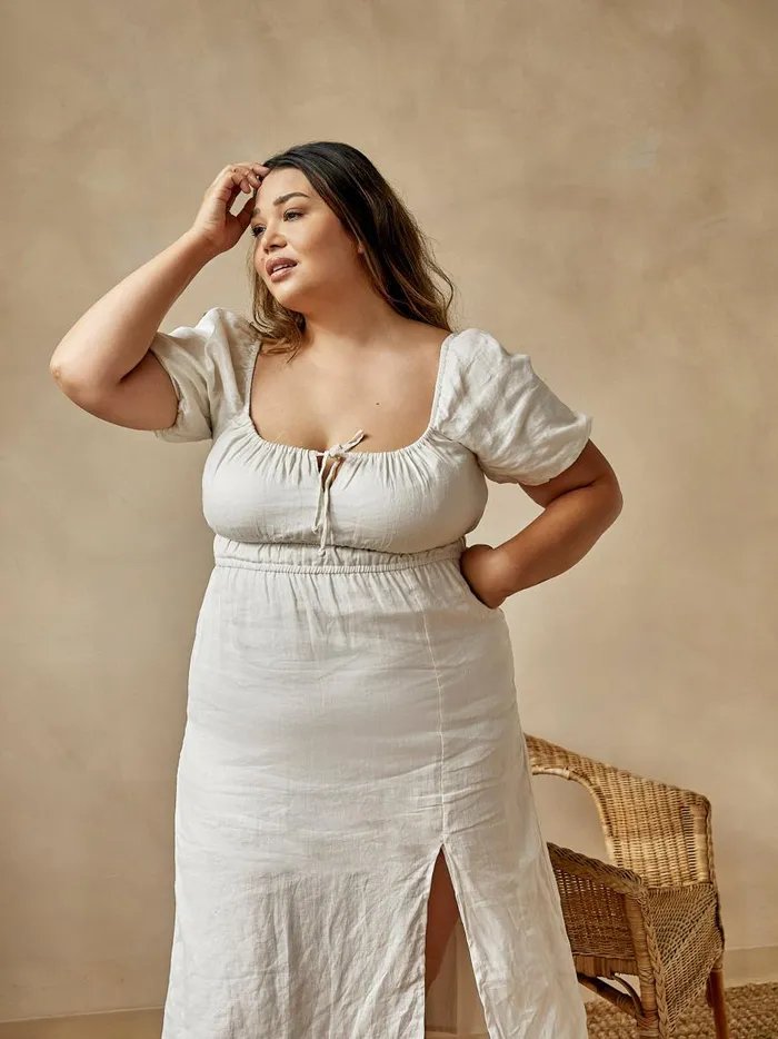 Women Terina Midi Dress Egg Shell The UNDONE Dresses