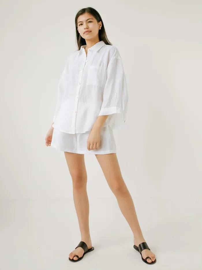 Women The 03 Linen Loungewear Set Short White The UNDONE Maternity