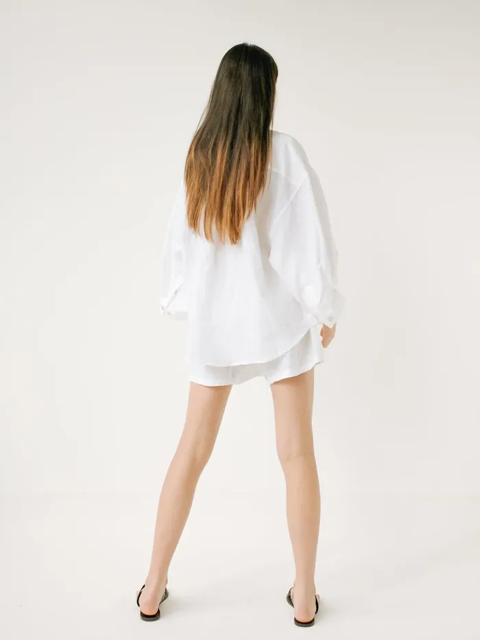 Women The 03 Linen Loungewear Set Short White The UNDONE Maternity