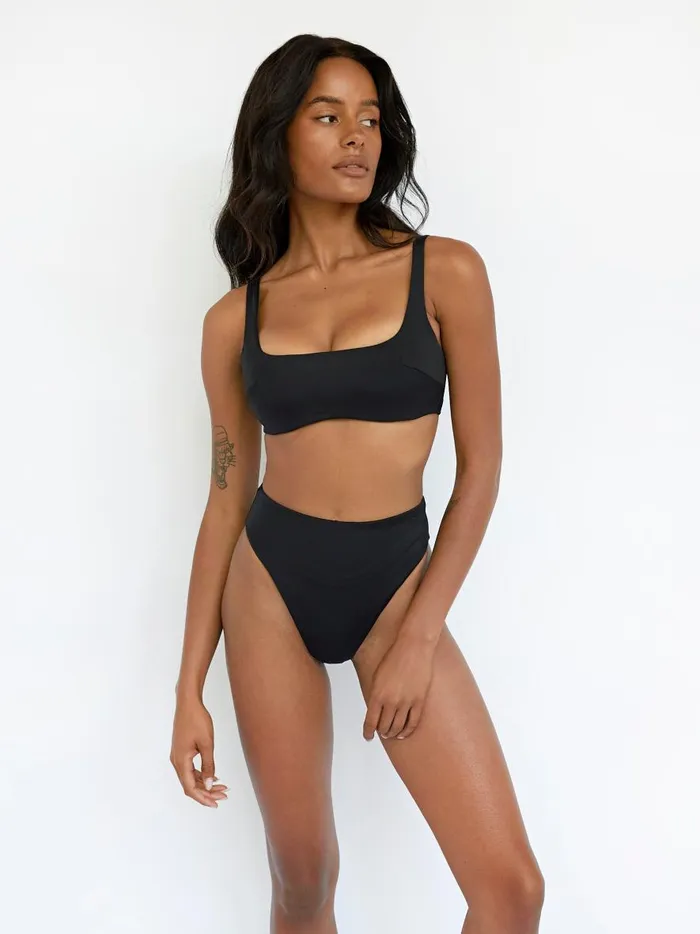Women The Crop Top Black The UNDONE Swimwear