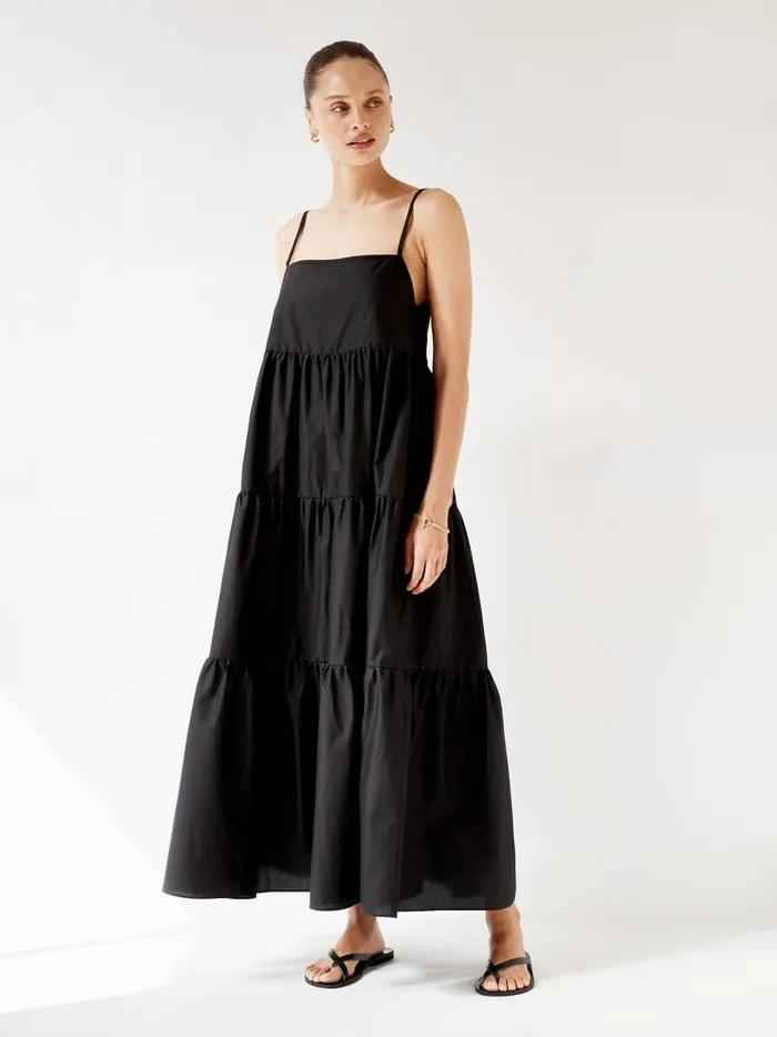 Women Tiered Sundress Black The UNDONE Dresses Women Tiered Sundress Black The UNDONE Dresses