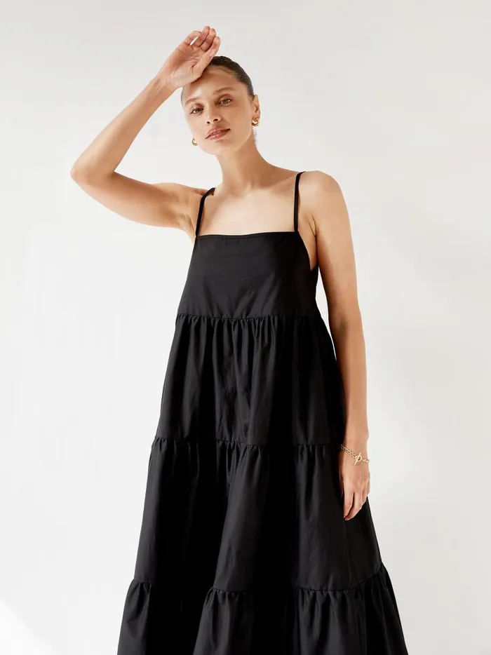 Women Tiered Sundress Black The UNDONE Dresses Women Tiered Sundress Black The UNDONE Dresses