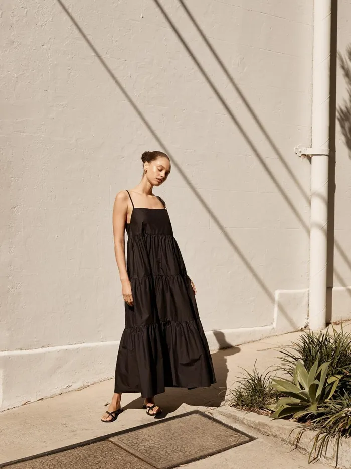 Women Tiered Sundress Black The UNDONE Dresses Women Tiered Sundress Black The UNDONE Dresses