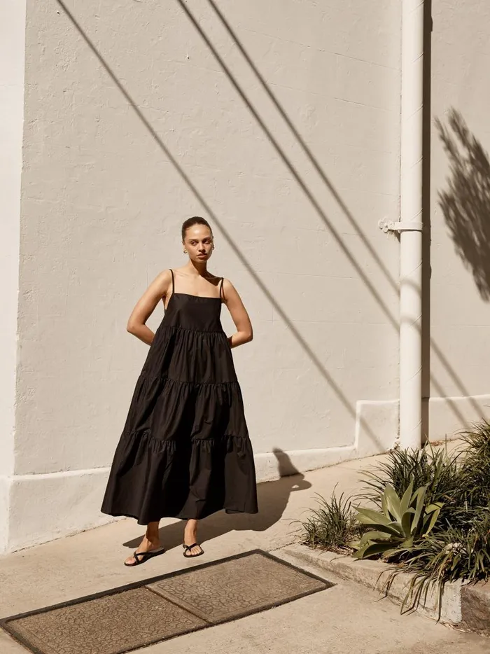 Women Tiered Sundress Black The UNDONE Dresses Women Tiered Sundress Black The UNDONE Dresses