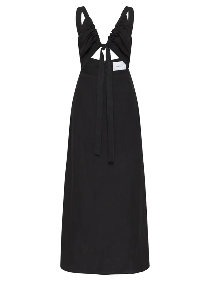 Women Tobago Organic Linen Dress Black The UNDONE Dresses