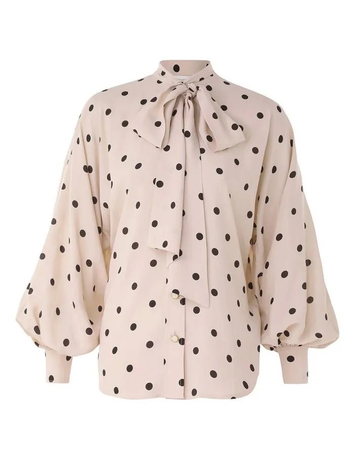 Women Tops Zimmermann Batwing Blouse Buff W Black Dot