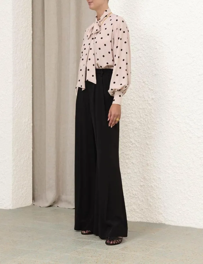 Women Tops Zimmermann Batwing Blouse Buff W Black Dot