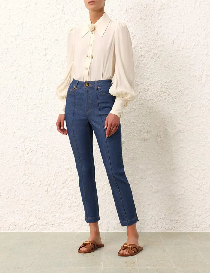 Women Tops Zimmermann Blouson Shirt Cream