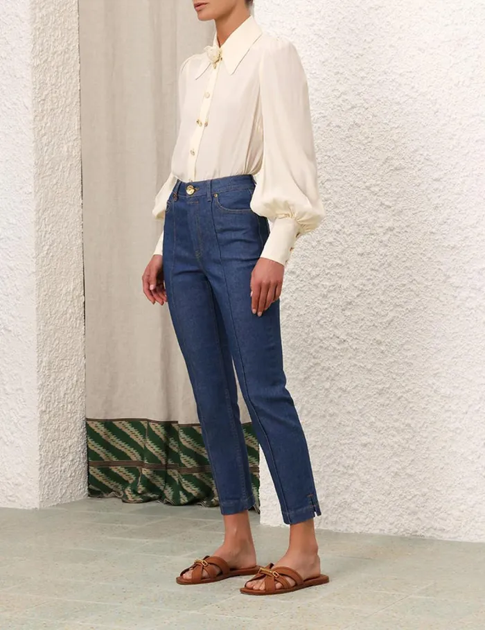 Women Tops Zimmermann Blouson Shirt Cream