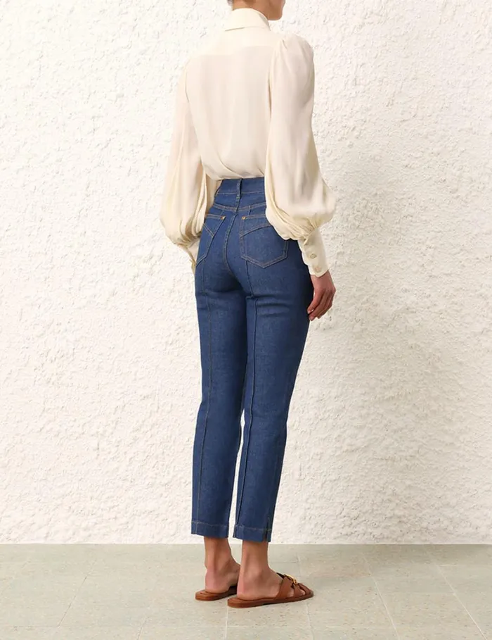 Women Tops Zimmermann Blouson Shirt Cream