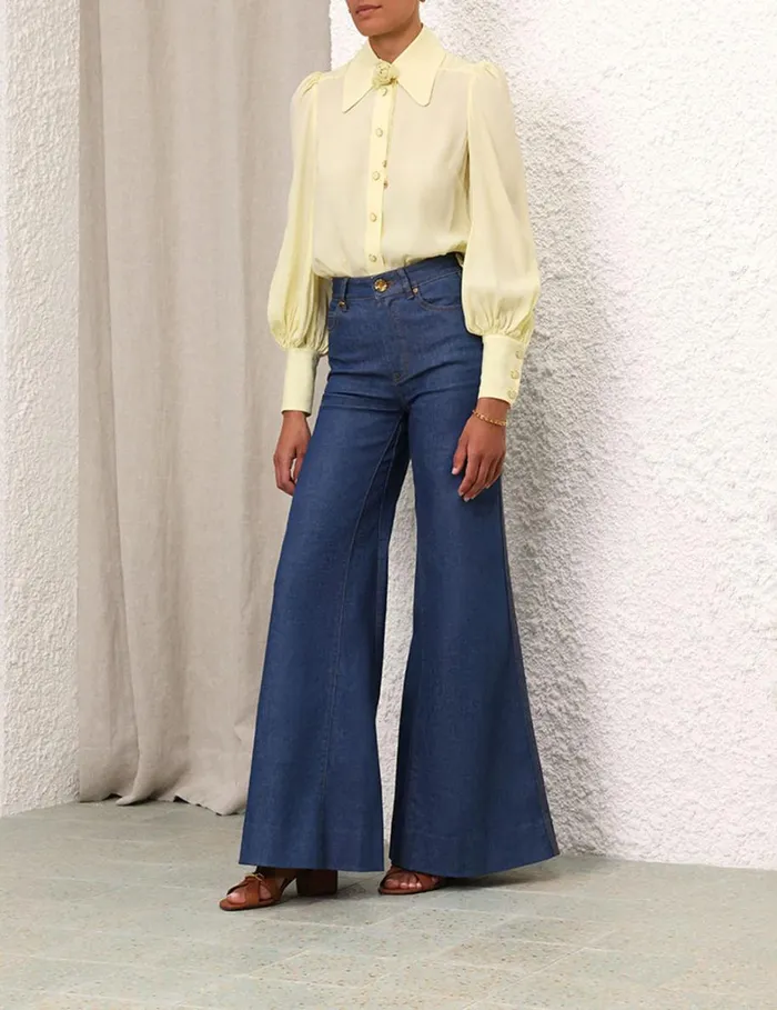 Women Tops Zimmermann Blouson Shirt Lemon