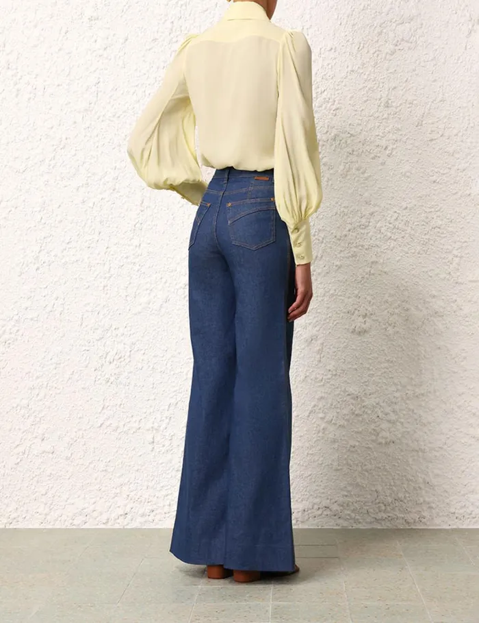 Women Tops Zimmermann Blouson Shirt Lemon