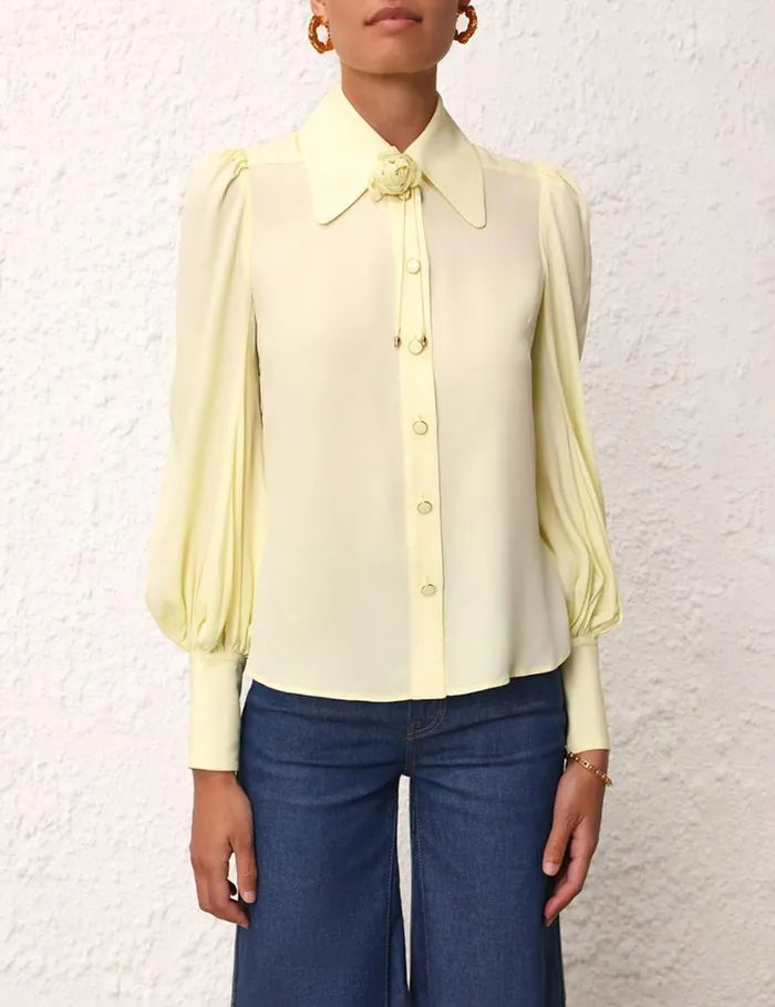 Women Tops Zimmermann Blouson Shirt Lemon