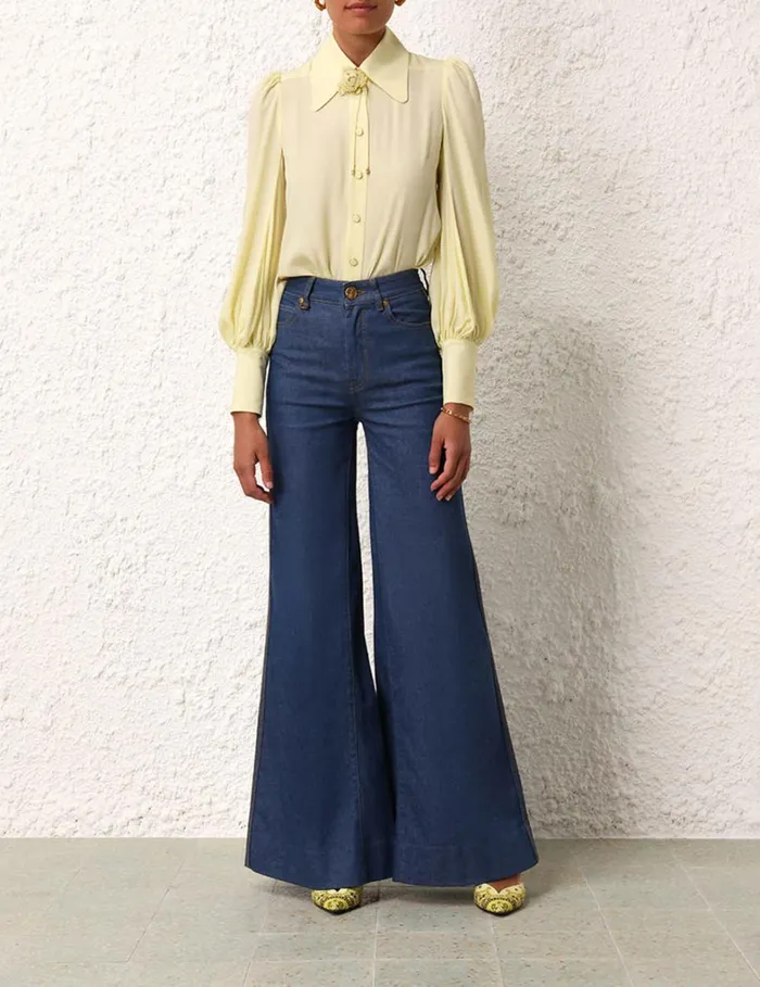 Women Tops Zimmermann Blouson Shirt Lemon