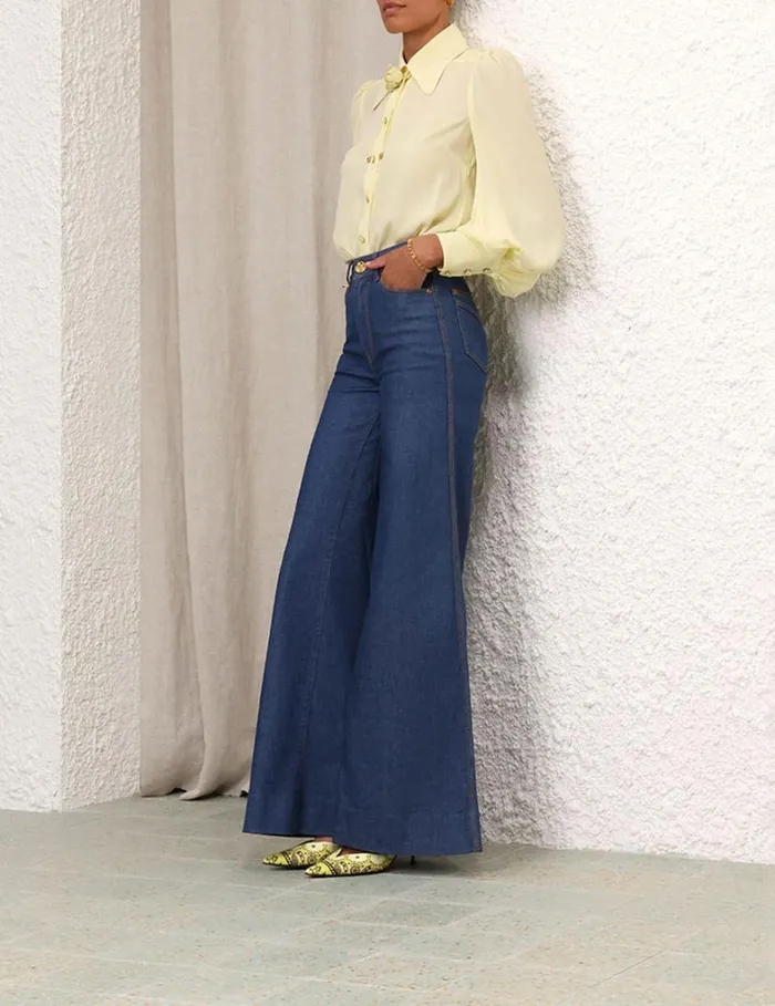 Women Tops Zimmermann Blouson Shirt Lemon