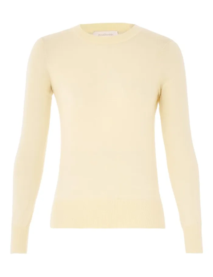 Women Tops Zimmermann Classic Crew Neck Sweater Lemon