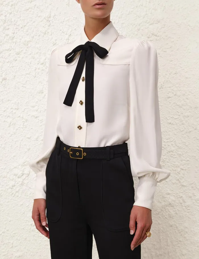 Women Tops Zimmermann Collared Shirt Cream