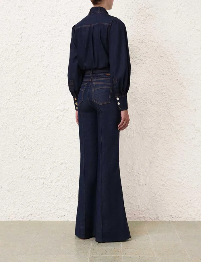 Women Tops Zimmermann Denim Pocket Shirt Ink