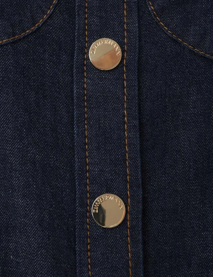Women Tops Zimmermann Denim Pocket Shirt Ink