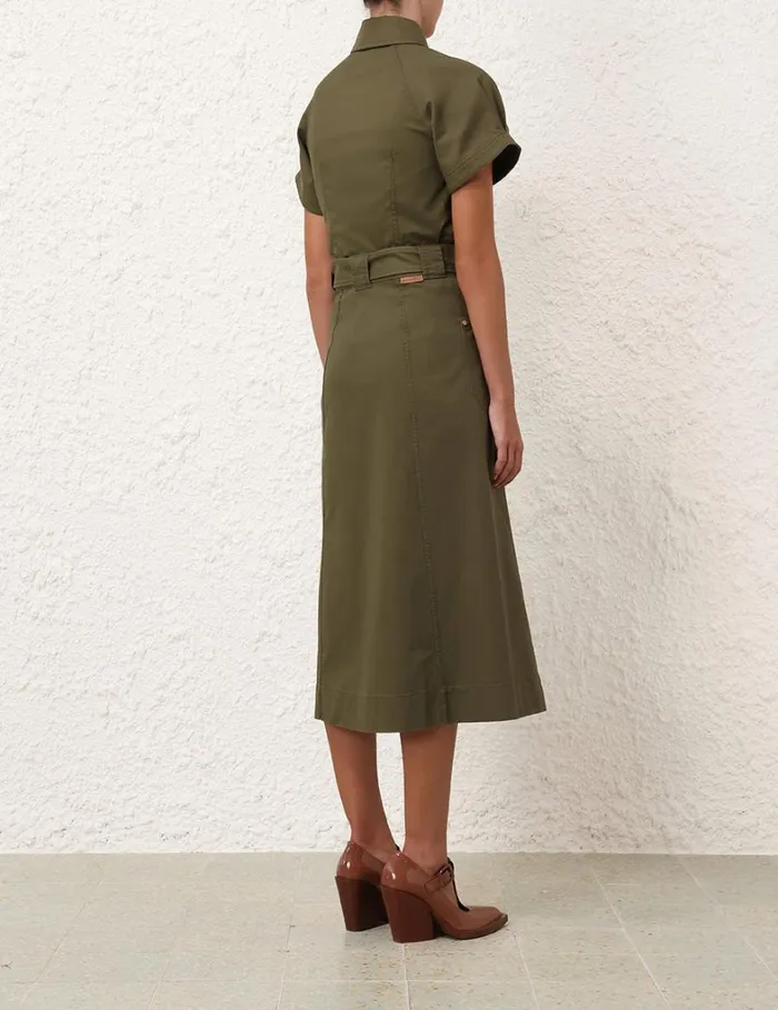 Women Tops Zimmermann Denim Pocket Shirt Olive