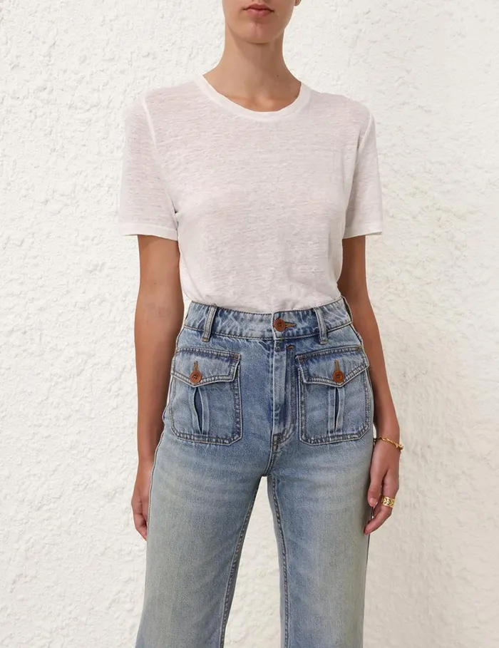 Women Tops Zimmermann Fitted Tee Ivory