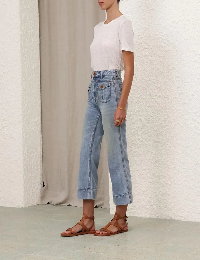 Women Tops Zimmermann Fitted Tee Ivory
