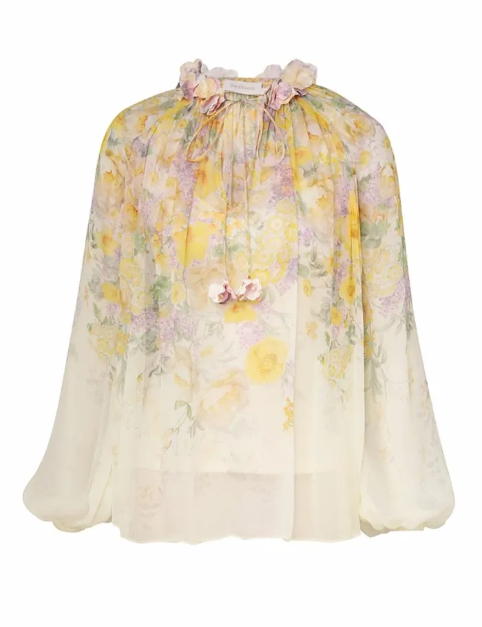 Women Tops Zimmermann Harmony Billow Blouse Citrus Garden Print