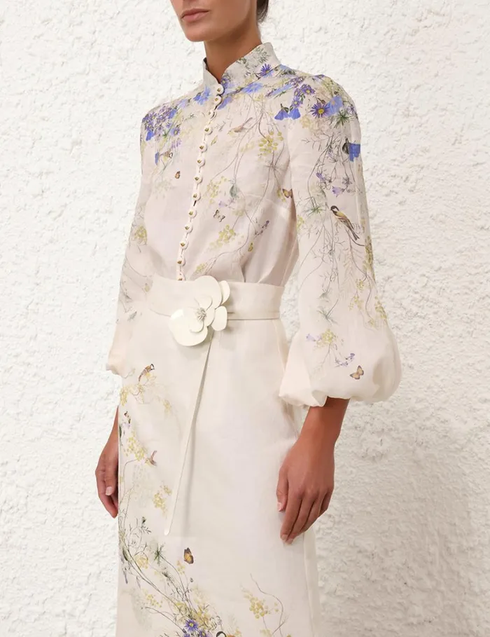 Women Tops Zimmermann Harmony Blouse Citrus Butterflies