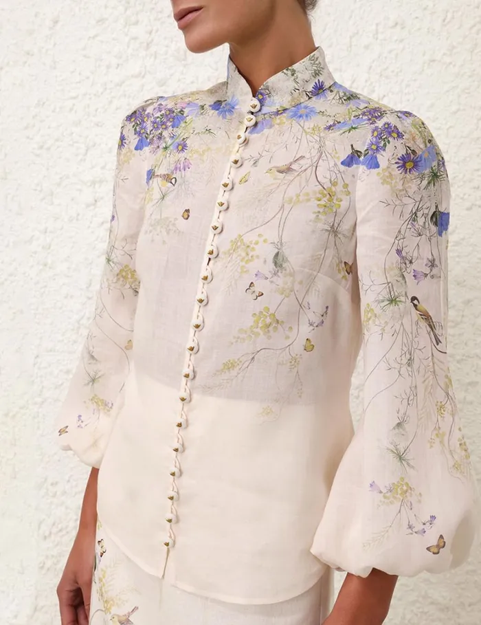 Women Tops Zimmermann Harmony Blouse Citrus Butterflies
